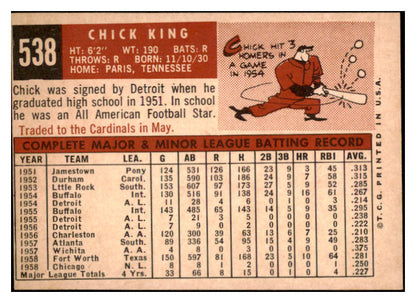 1959 Topps Baseball #538 Chick King Cubs EX 524380