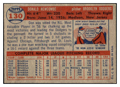 1957 Topps Baseball #130 Don Newcombe Dodgers EX-MT 524390