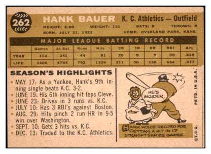 1960 Topps Baseball #262 Hank Bauer A's EX-MT 524415