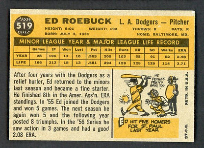 1960 Topps Baseball #519 Ed Roebuck Dodgers EX-MT 524435