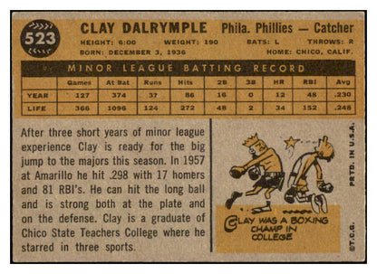 1960 Topps Baseball #523 Clay Dalrymple Phillies EX-MT 524439