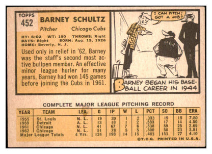 1963 Topps Baseball #452 Barney Schultz Cubs EX-MT 524577