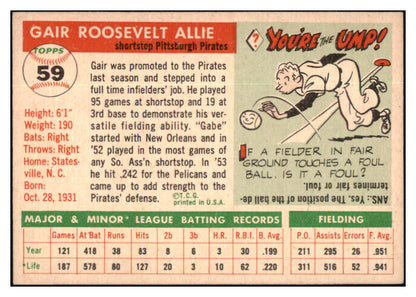 1955 Topps Baseball #059 Gair Allie Pirates NR-MT 524636