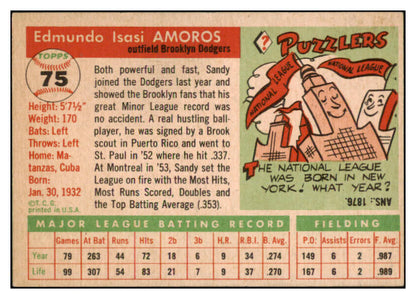 1955 Topps Baseball #075 Sandy Amoros Dodgers VG 524846