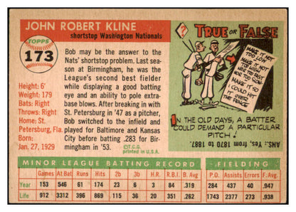 1955 Topps Baseball #173 Bob Kline Senators EX 524869
