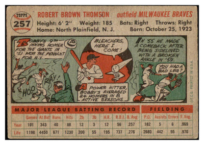 1956 Topps Baseball #257 Bobby Thomson Braves EX 524904