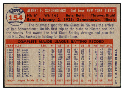 1957 Topps Baseball #154 Red Schoendienst Giants EX 524949