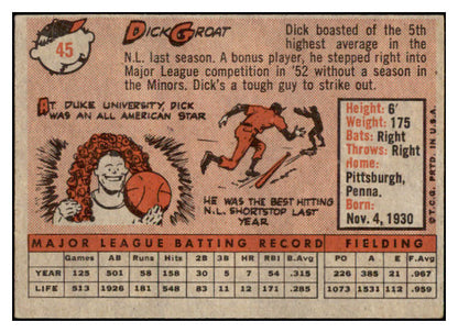 1958 Topps Baseball #045 Dick Groat Pirates VG-EX 525040
