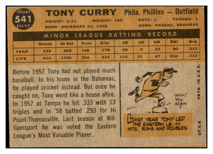 1960 Topps Baseball #541 Tony Curry Phillies EX 525107
