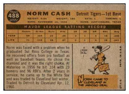 1960 Topps Baseball #488 Norm Cash Tigers EX 525118