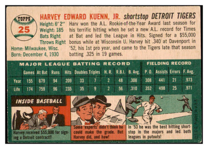 1954 Topps Baseball #025 Harvey Kuenn Tigers EX 525247