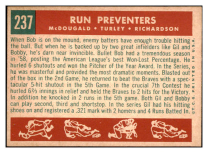 1959 Topps Baseball #237 Bobby Richardson Gil McDougald EX-MT 525371