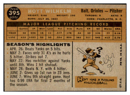 1960 Topps Baseball #395 Hoyt Wilhelm Orioles EX-MT 525430