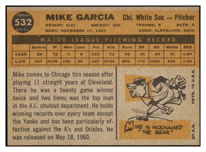 1960 Topps Baseball #532 Mike Garcia White Sox EX-MT 525454