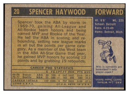 1971 Topps Basketball #020 Spencer Haywood Sonics VG-EX 525590