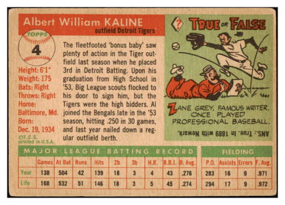 1955 Topps Baseball #004 Al Kaline Tigers VG 525650