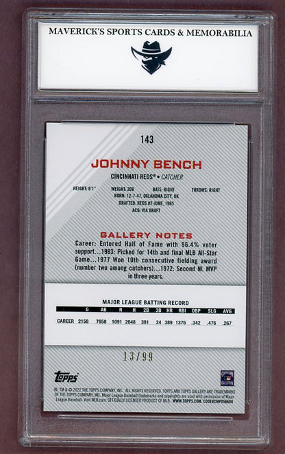 2022 Topps Gallery #143 Johnny Bench Reds MSC Green 13/99 525884