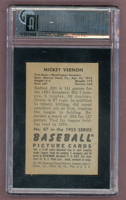 1952 Bowman Baseball #087 Mickey Vernon Senators GAI 6 EX-MT 526114