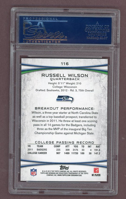 2012 Bowman #116 Russell Wilson Seahawks PSA 10 GEM MINT Left 526128