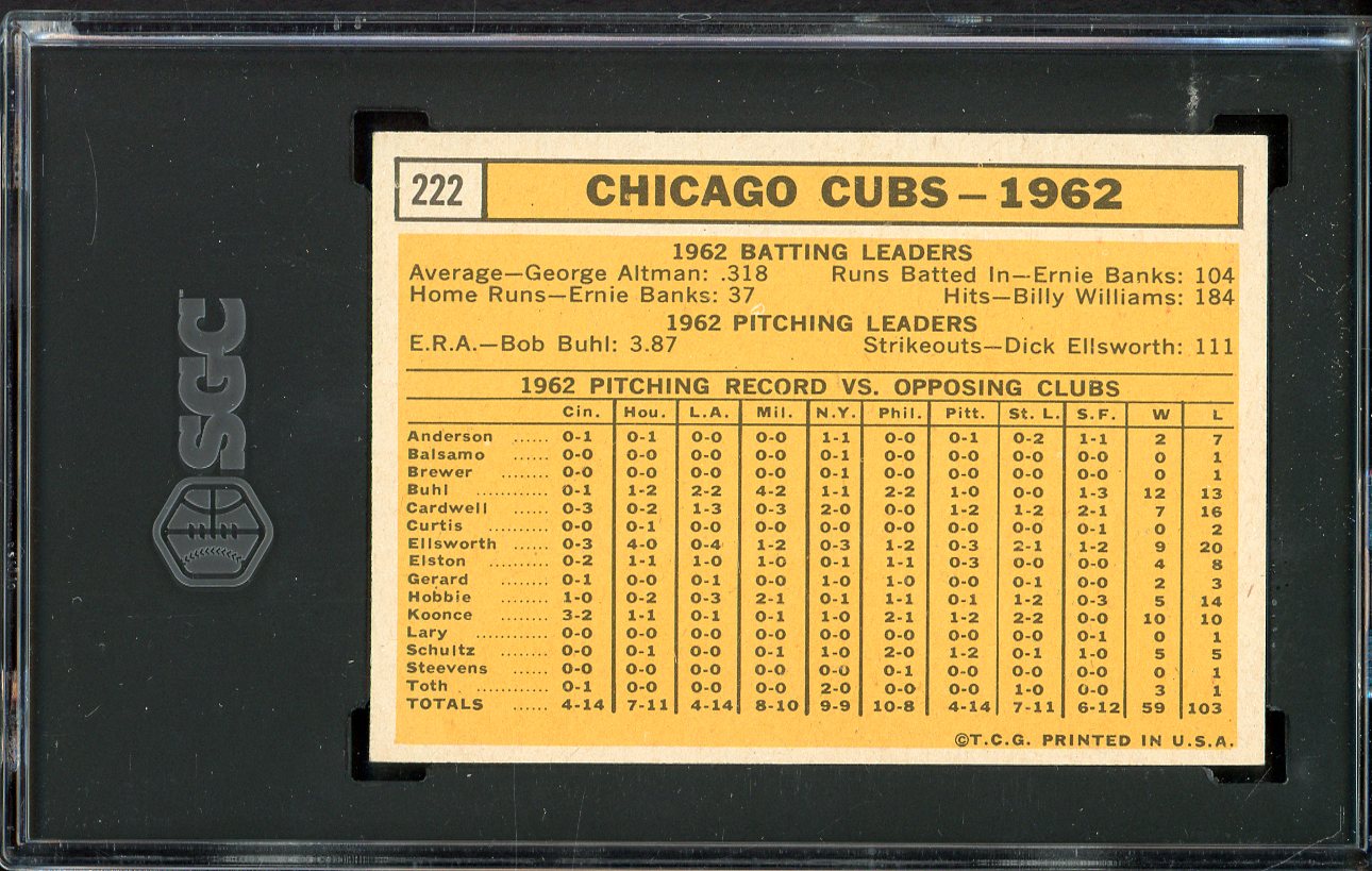 1963 Topps Baseball #222 Chicago Cubs Team SGC 6 EX-MT 526639