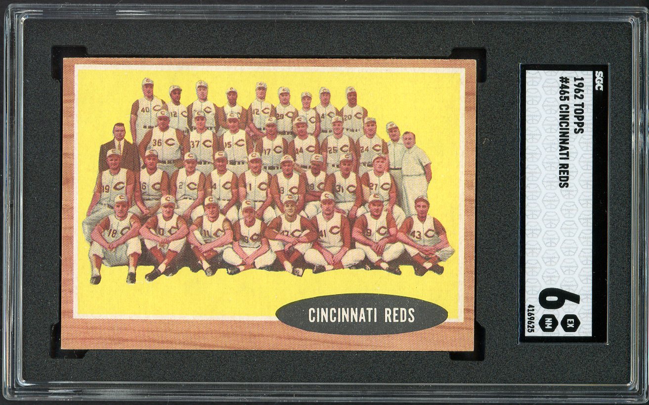 1962 Topps Baseball #465 Cincinnati Reds Team SGC 6 EX-MT 526641