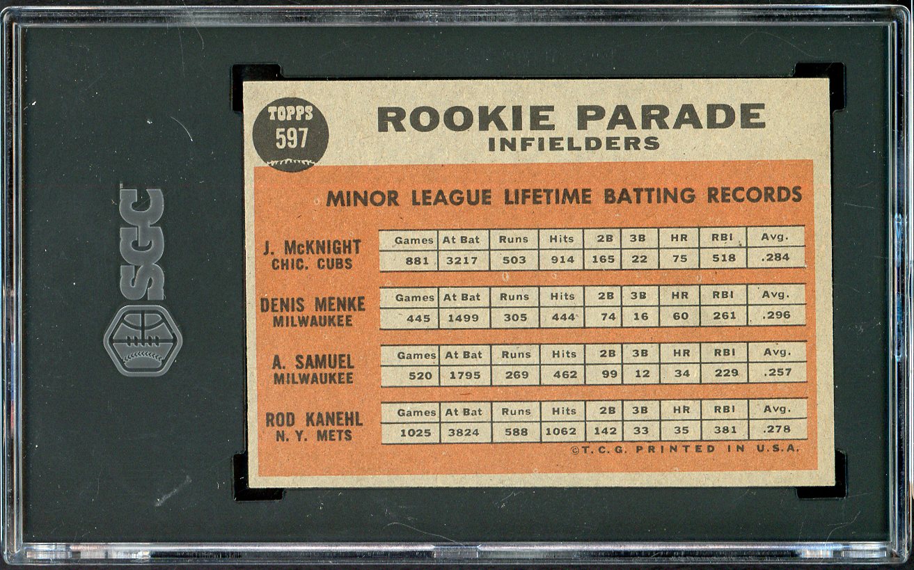 1962 Topps Baseball #597 Rod Kanehl Mets SGC 7 NM 526642