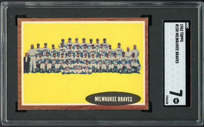 1962 Topps Baseball #158 Milwaukee Braves Team SGC 7 NM 526646