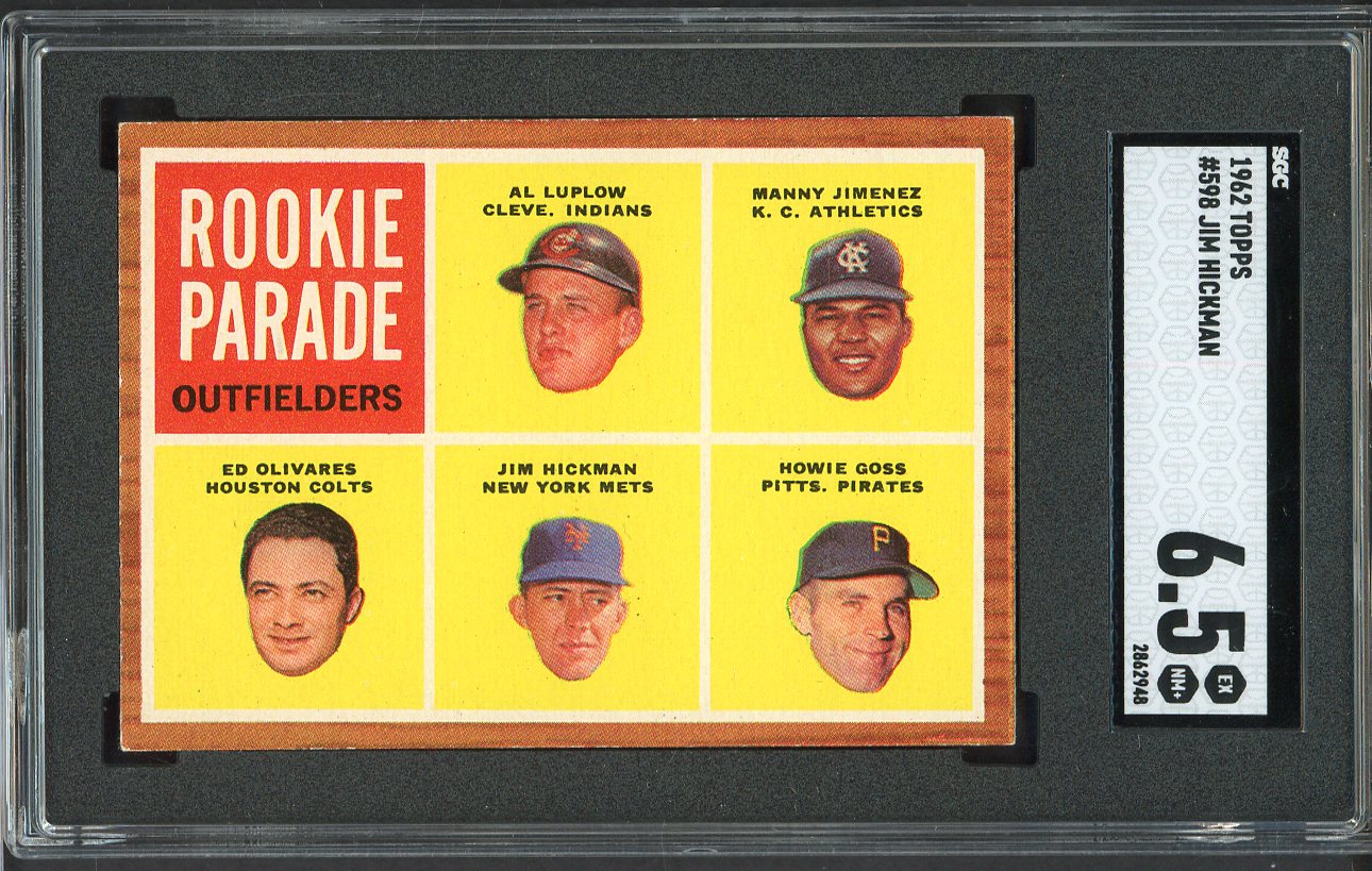 1962 Topps Baseball #598 Jim Hickman Mets SGC 6.5 EX-MT+ 526648