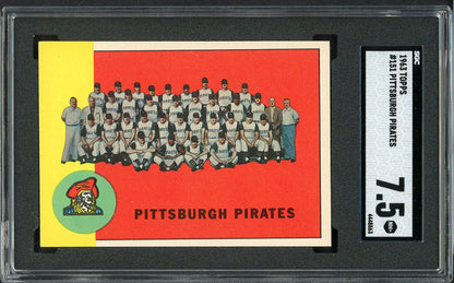 1963 Topps Baseball #151 Pittsburgh Pirates Team SGC 7.5 NM+ 526649
