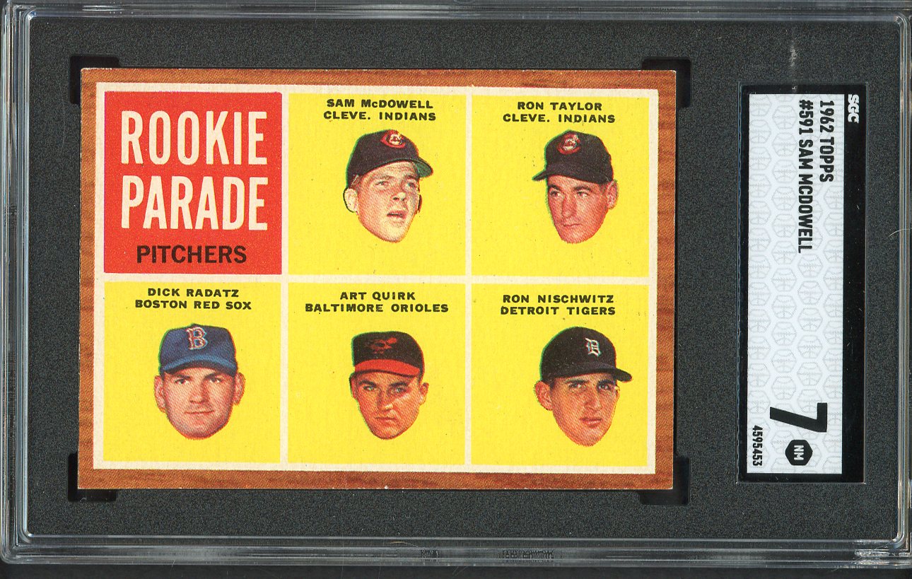 1962 Topps Baseball #591 Sam McDowell Indians SGC 7 NM 526651