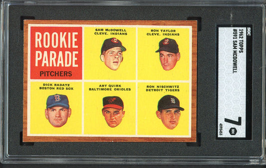 1962 Topps Baseball #591 Sam McDowell Indians SGC 7 NM 526651