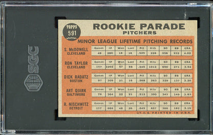 1962 Topps Baseball #591 Sam McDowell Indians SGC 7 NM 526651