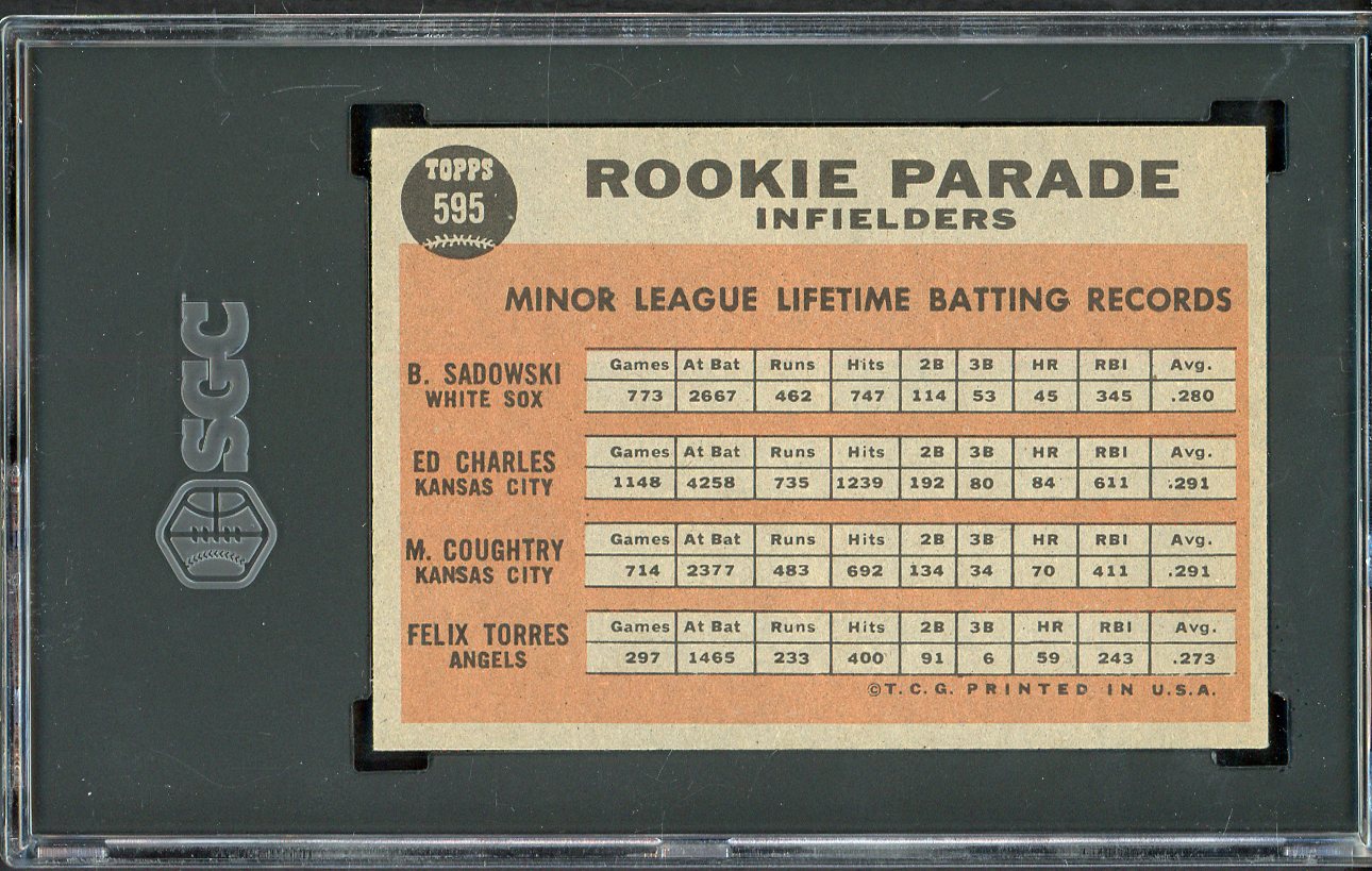 1962 Topps Baseball #595 Ed Charles A's SGC 7 NM 526652