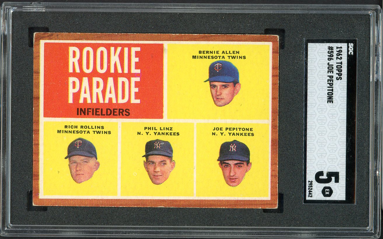 1962 Topps Baseball #596 Joe Pepitone Yankees SGC 5 EX 526653