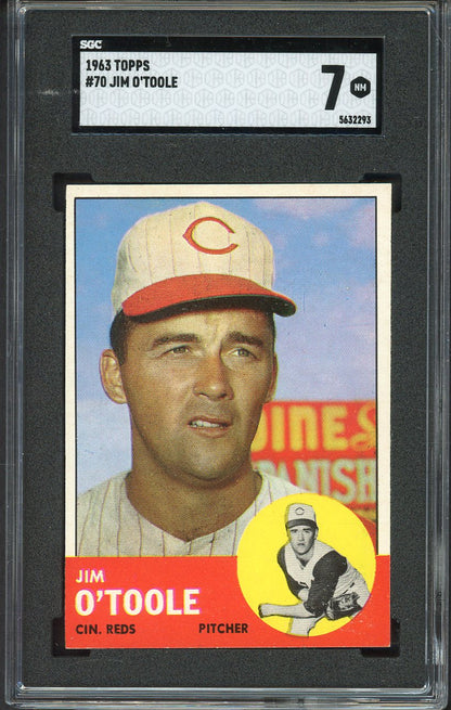 1963 Topps Baseball #070 Jim O'Toole Reds SGC 7 NM 526655