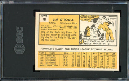 1963 Topps Baseball #070 Jim O'Toole Reds SGC 7 NM 526655