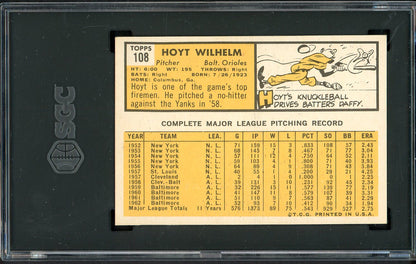 1963 Topps Baseball #108 Hoyt Wilhelm Orioles SGC 6.5 EX-MT+ 526656