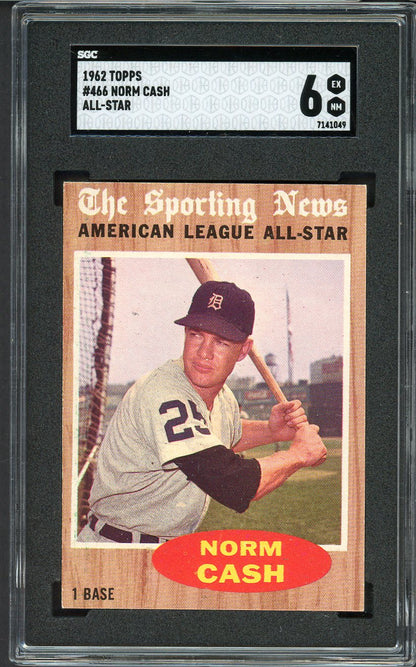 1962 Topps Baseball #466 Norm Cash A.S. Tigers SGC 6 EX-MT 526657