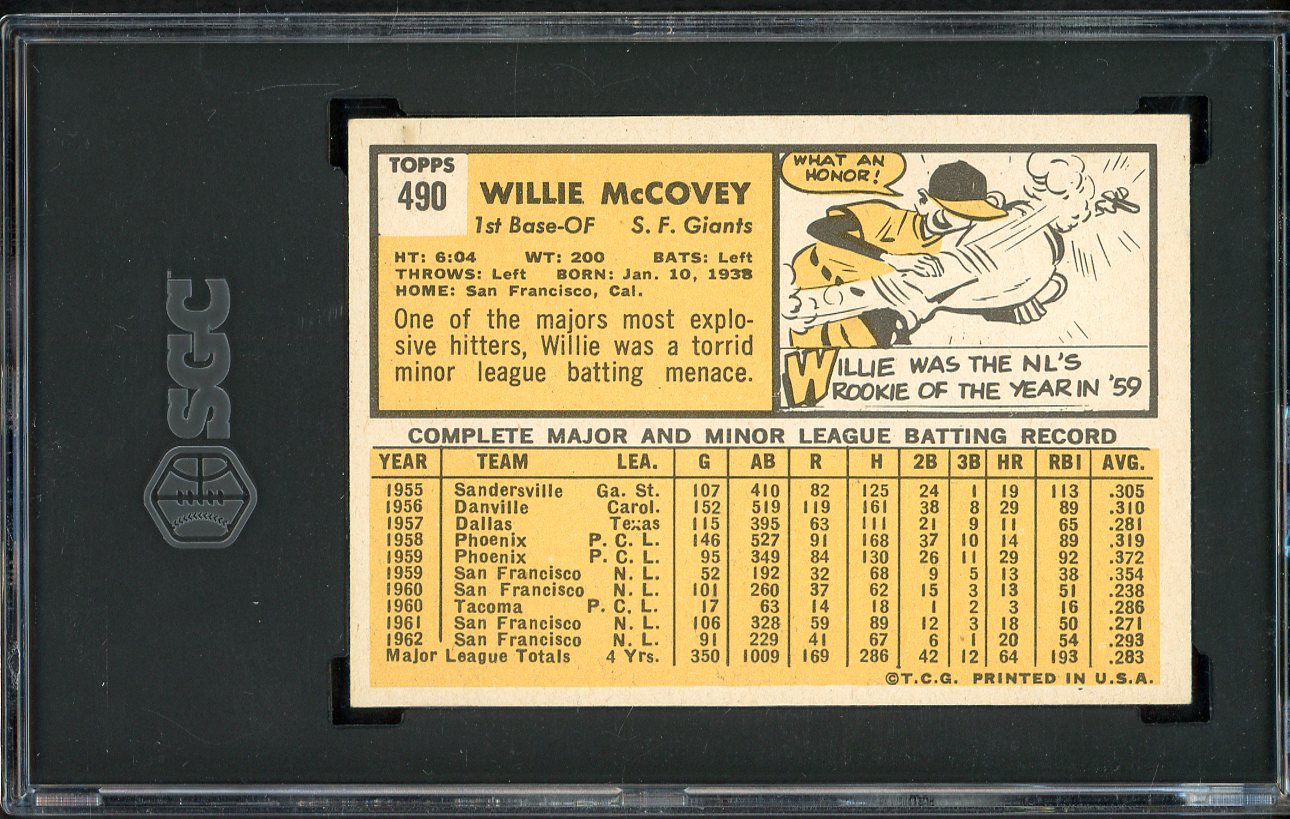 1963 Topps Baseball #490 Willie McCovey Giants SGC 6 EX-MT 526660