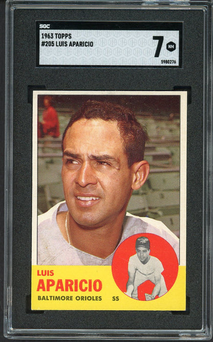 1963 Topps Baseball #205 Luis Aparicio Orioles SGC 7 NM 526661