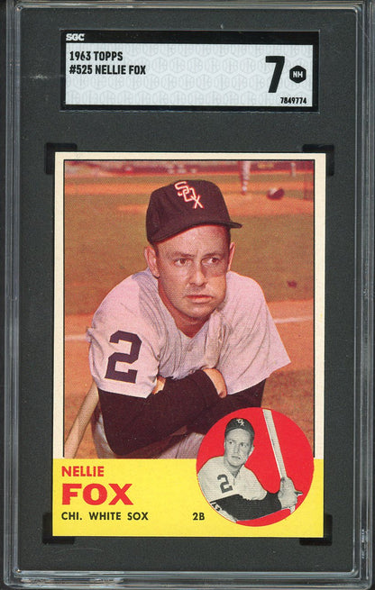1963 Topps Baseball #525 Nellie Fox White Sox SGC 7 NM 526663