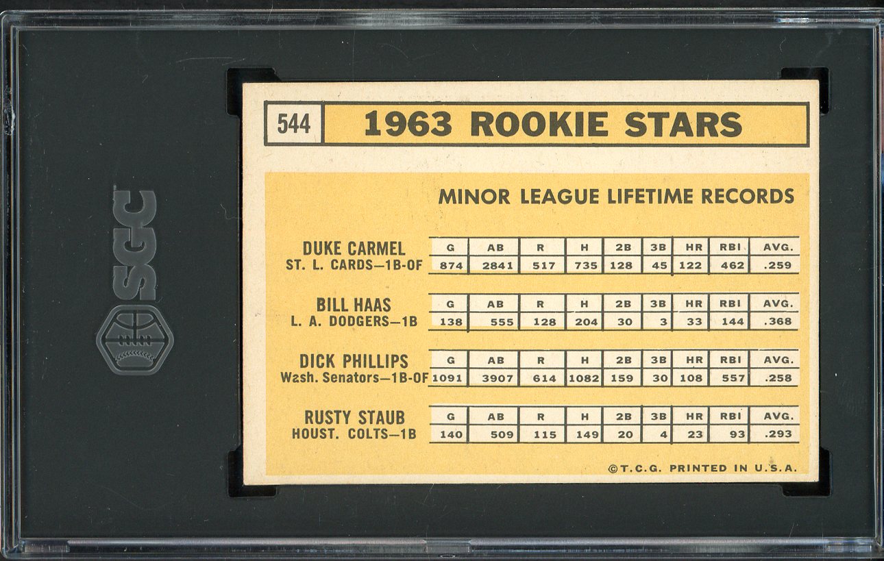 1963 Topps Baseball #544 Rusty Staub Colt .45s SGC 5 EX 526664