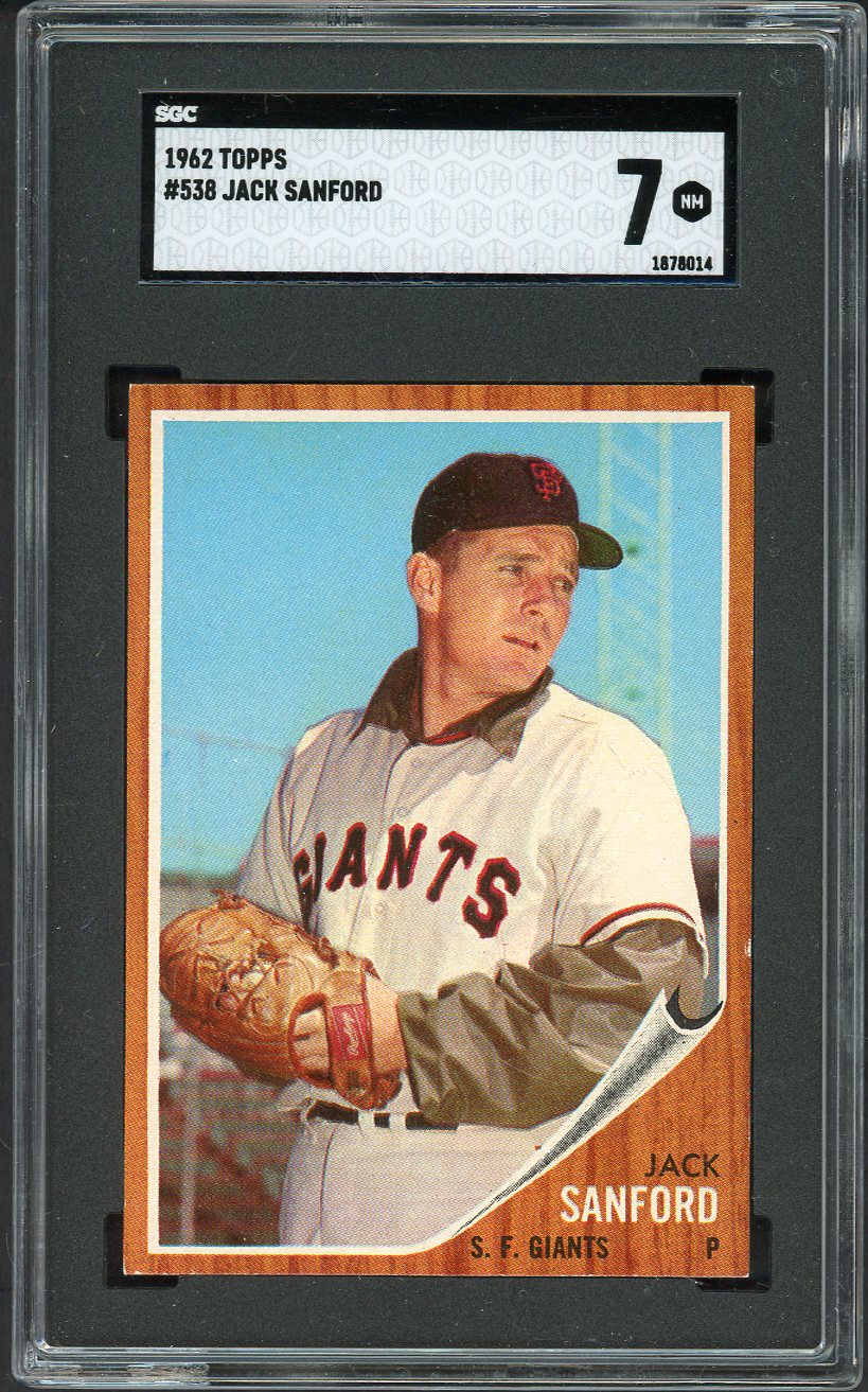 1962 Topps Baseball #538 Jack Sanford Giants SGC 7 NM 526665