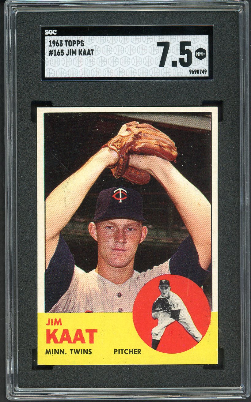 1963 Topps Baseball #165 Jim Kaat Twins SGC 7.5 NM+ 526666