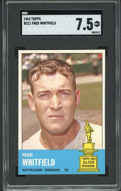1963 Topps Baseball #211 Fred Whitfield Indians SGC 7.5 NM+ 526668