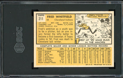 1963 Topps Baseball #211 Fred Whitfield Indians SGC 7.5 NM+ 526668