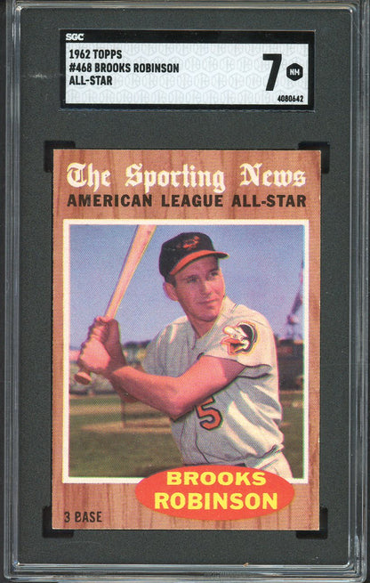 1962 Topps Baseball #468 Brooks Robinson A.S. Orioles SGC 7 NM 526671