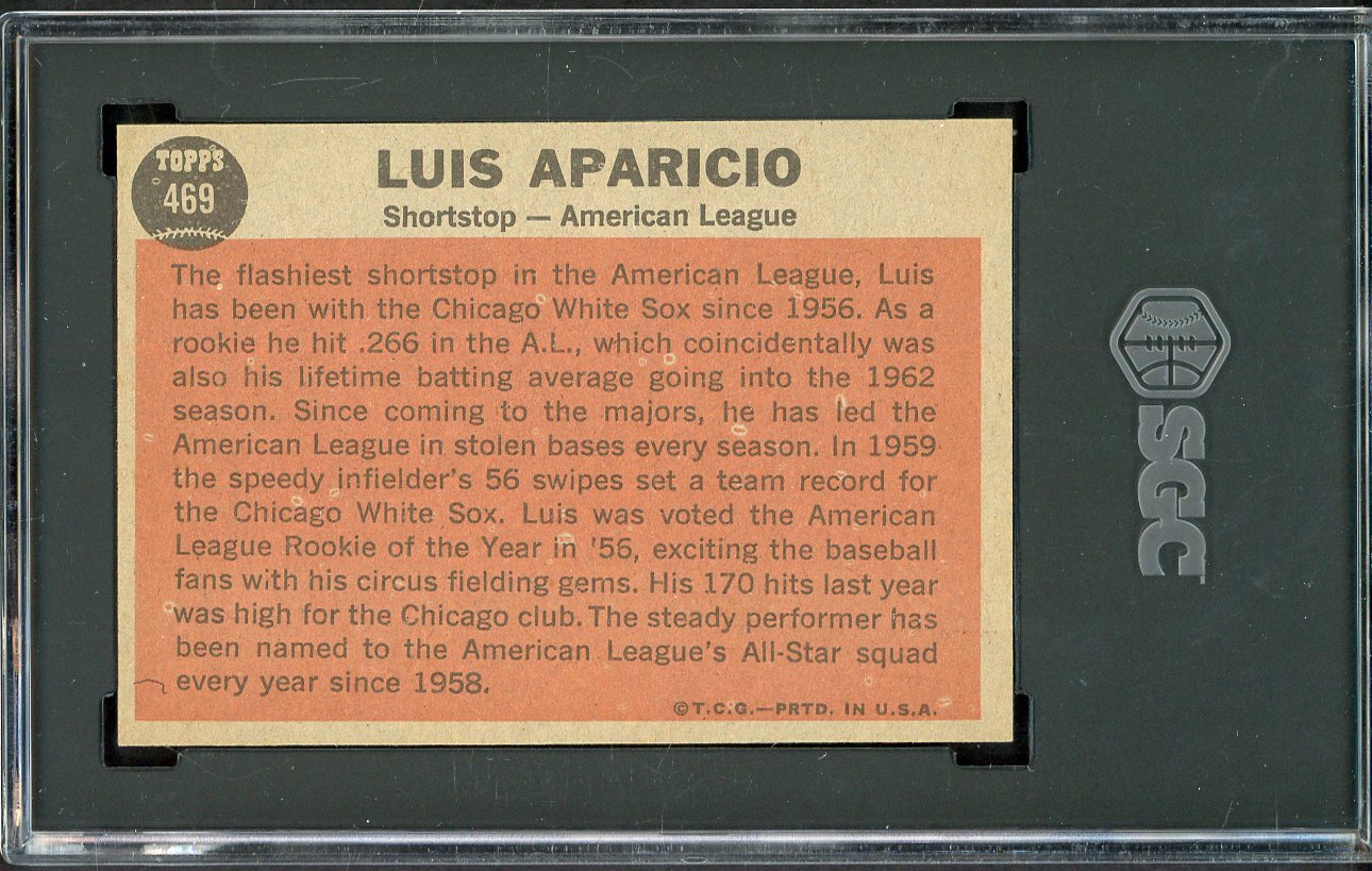 1962 Topps Baseball #469 Luis Aparicio A.S. White Sox SGC 6 EX-MT 526672