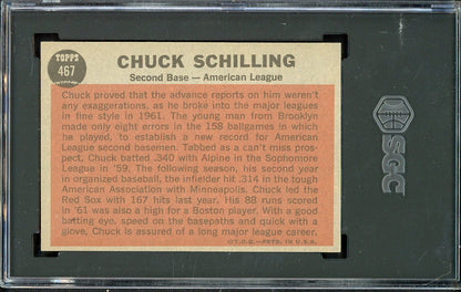 1962 Topps Baseball #467 Chuck Schilling A.S. Red Sox SGC 6 EX-MT 526675