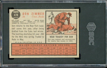 1962 Topps Baseball #478 Don Zimmer Reds SGC 6 EX-MT 526676